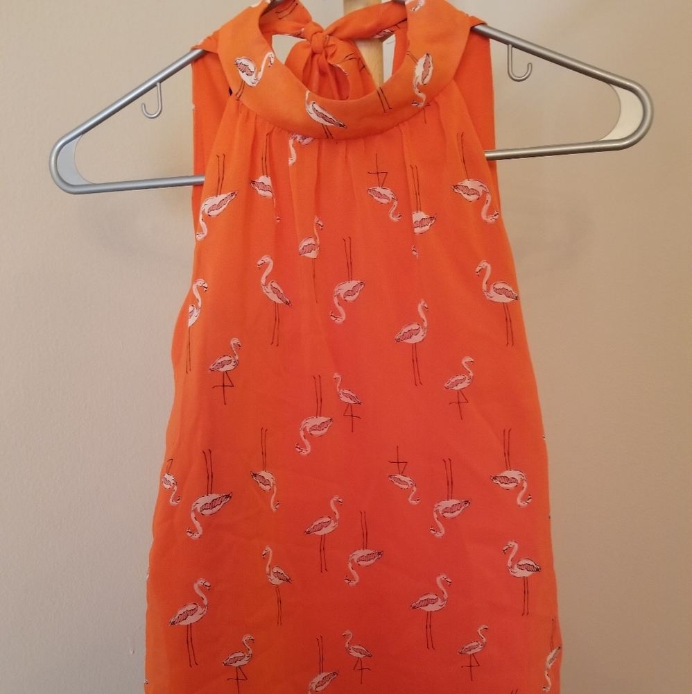 BCX Halter Orange Flamingo Print